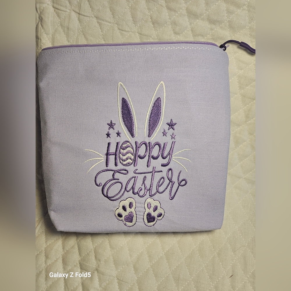 Purple Easter Bunny Pouch Embroidered